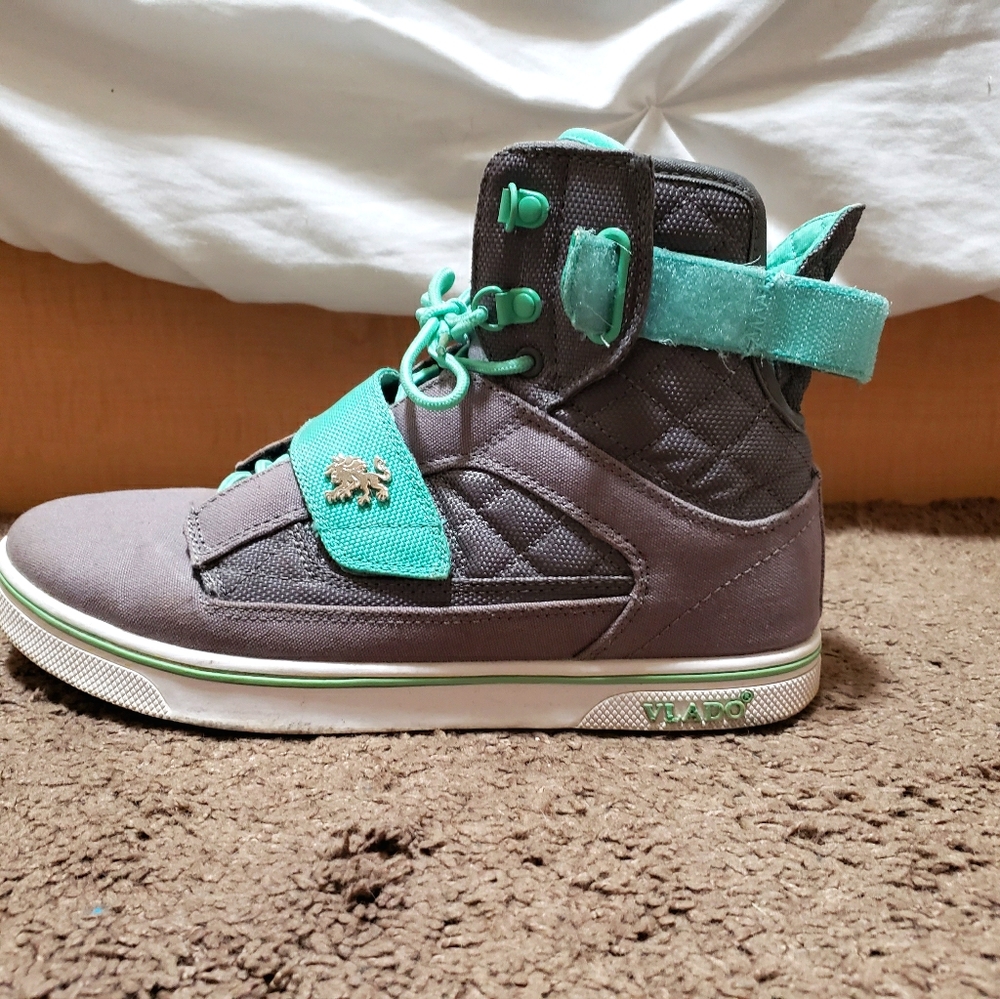 Grey and Teal Atlas II High Tops